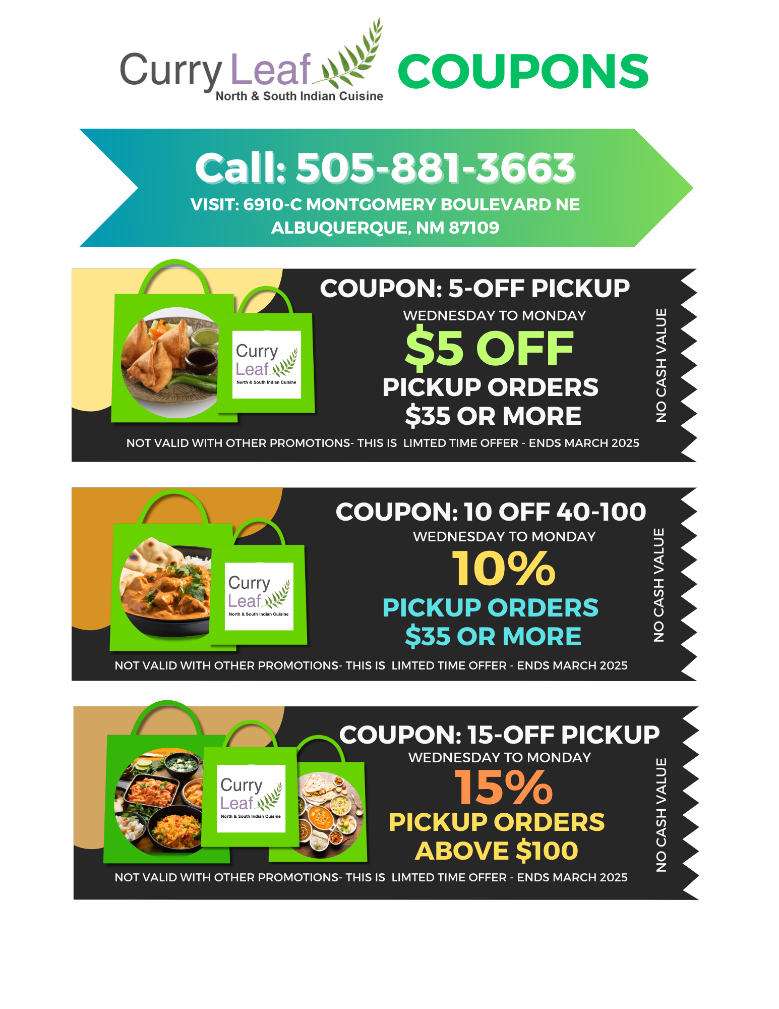 Curry Leaf Coupons: Feb - March 2025